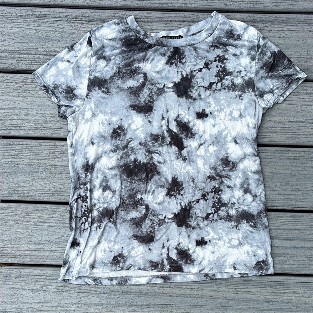 Black and Gray Short Sleeve Tie-Dye T-Shirt